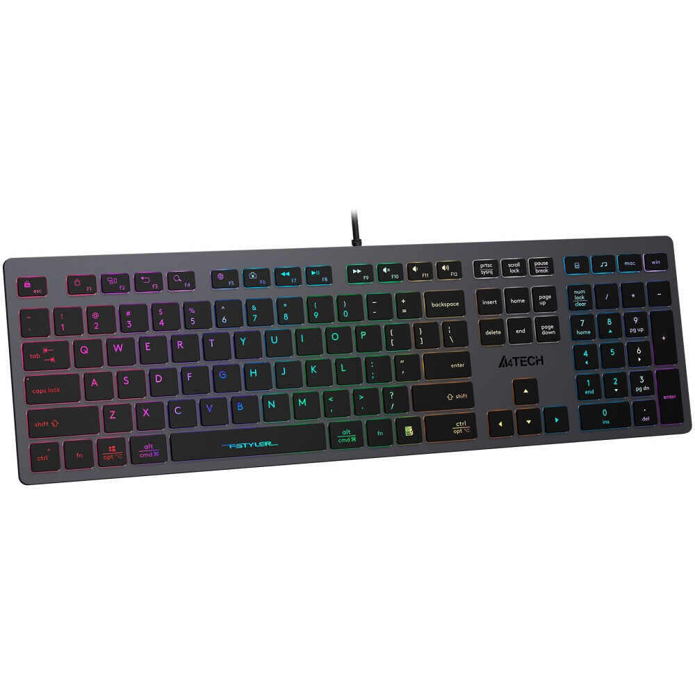 Tastatūra A4Tech Fstyler FX60 Grey/Neon - foto 2