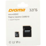 La carte mémoire 32Gb MicroSD Digma + SD adapter (DGFCA032A01)