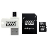 Atmiņas kartes GOODRAM All in One 64GB MICRO CARD class 10 UHS I + card reader (M1A4-0640R12)