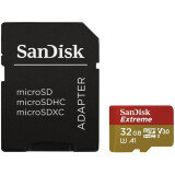 Atmiņas kartes SanDisk Extreme microSDHC 32GB for Action Cams and Drones + SD Adapter (SDSQXAF-032G-GN6AA)