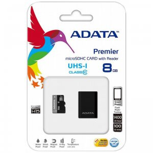 Atmiņas kartes A-DATA Memory 8GB Micro SDHC Class 10/UHS-I - AUSDH8GUICL10-RM3BKBL