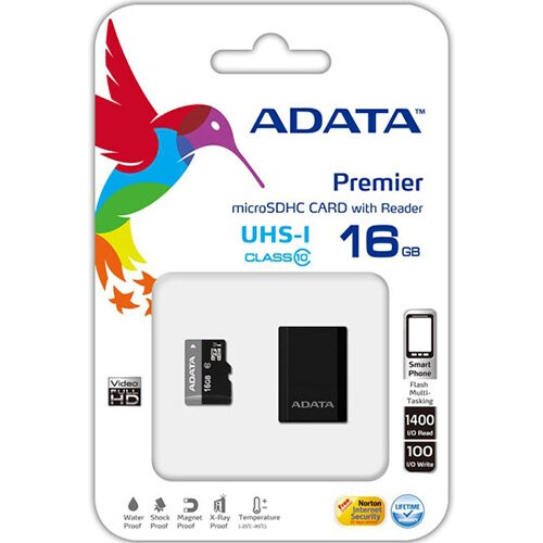 Atmiņas kartes A-DATA Memory 16GB Micro SDHC Class 10/UHS-I - AUSDH16GUICL10-RM3BKBL