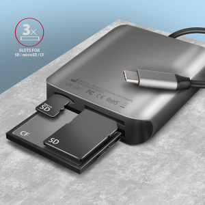 USB zibatmiņa Aluminum high-speed USB-C 3.2 Gen 1 memory card reader. 3 slots, UHS-II. - CRE-S3C - foto 3