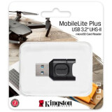 USB zibatmiņa Kingston MobileLite Plus USB3.2 Gen1 microSDHC/SDXC UHS-II Card Reader, EAN: 740617301816 (MLPM)