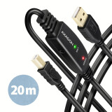 Axagon Active connection USB 2.0 A-M > B-M cable, 20 m long. Power supply option. (ADR-220B)