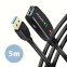 Axagon Active extension USB 3.2 Gen 1 A-M > A-F cable, 5 m long. Power supply option. (ADR-305)