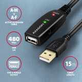 Axagon ADR-215 Active extension USB 2.0 A-M > A-F cable, 15 m long. Power supply option (ADR-215)