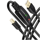 Axagon Active connection USB 2.0 A-M > B-M cable, 15 m long. Power supply option. (ADR-215B)