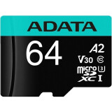 Atmiņas kartes ADATA 64Gb MicroSD + SD adapter (AUSDX64GUI3V30SA2-RA1)