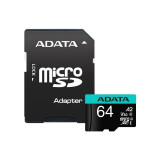 Atmiņas kartes ADATA 64Gb MicroSD + SD adapter (AUSDX64GUI3V30SA2-RA1)