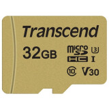 Atmiņas kartes 32Gb MicroSD Transcend + SD adapter (TS32GUSD500S)