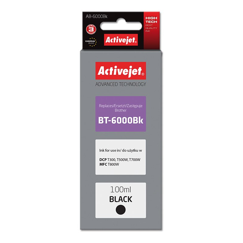 Kārtridžs Activejet AB-6000Bk Ink for Brother 100 ml black (AB-6000Bk)