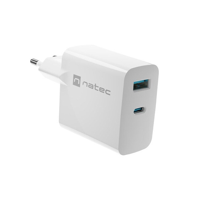 NATEC RIBERA GAN CHARGER 1X USB-A + 1X USB-C WHITE (NUC-2142) - foto 4