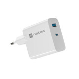 NATEC RIBERA GAN 1x USB-A + 1x USB-C WHITE (NUC-2144)