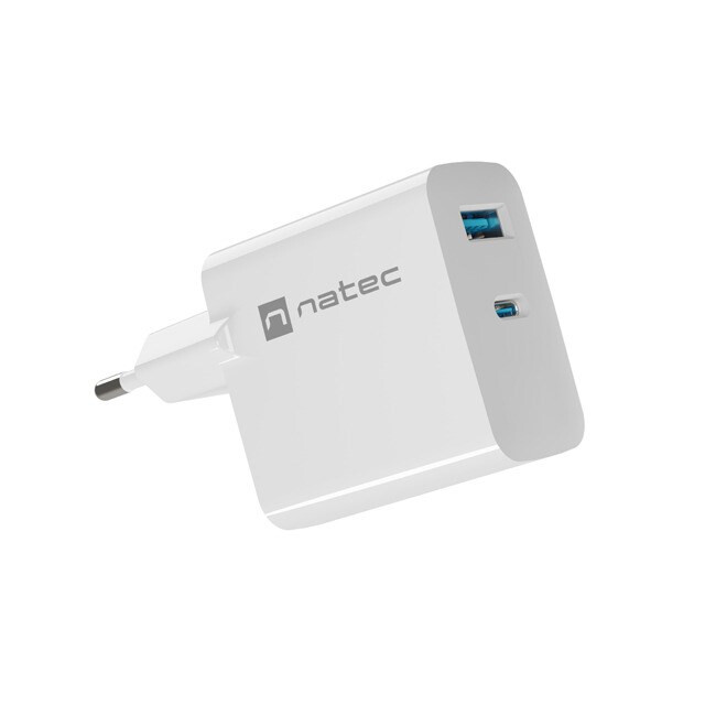 NATEC RIBERA GAN 1x USB-A + 1x USB-C WHITE (NUC-2144)