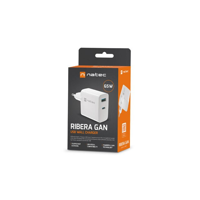 NATEC RIBERA GAN 1x USB-A + 1x USB-C WHITE (NUC-2144) - foto 2