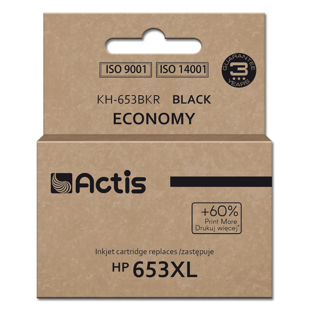 Kārtridžs Actis KH-653BKR Ink Cartridge (replacement for HP 653XL 3YM75AE; Premium; 20ml; 575 pages; black) (KH-653BKR)
