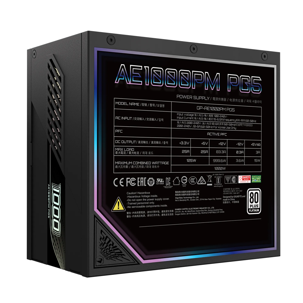 Barošanas bloks GIGABYTE AORUS ELITE P1000W (GP-AE1000PM PG5) - foto 6