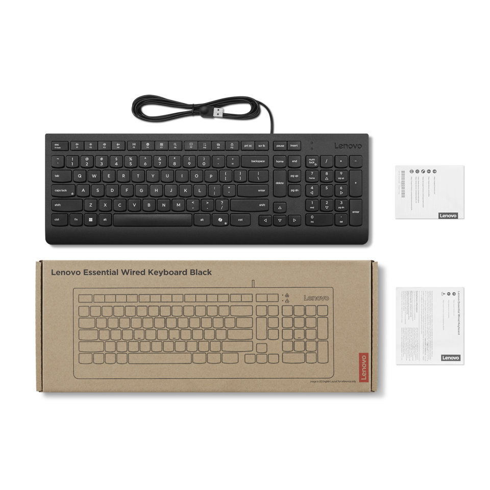Tastatūra Lenovo Essential US Black (4Y41R64633) - foto 3