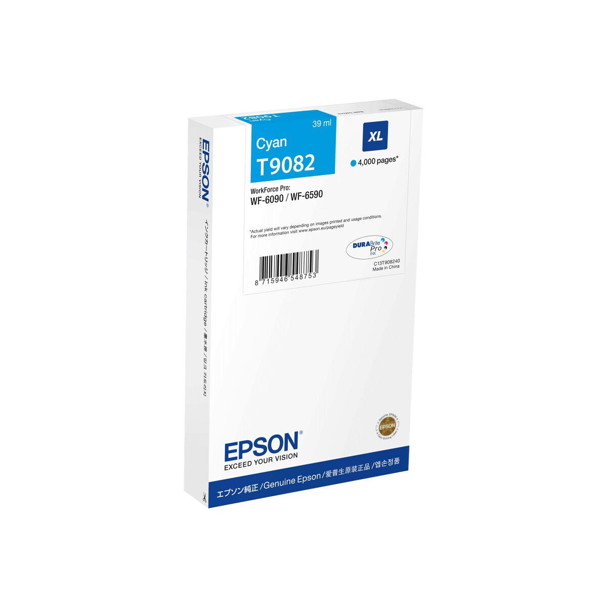 Kartridži un toneri Epson WF-6XXX Cyan XL (C13T90824N)