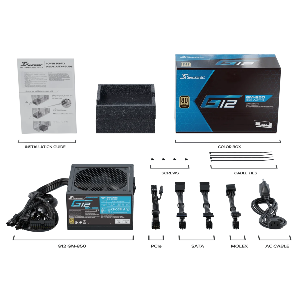 Barošanas bloks SEASONIC G12 GM 850W - SSR-850FM - foto 7