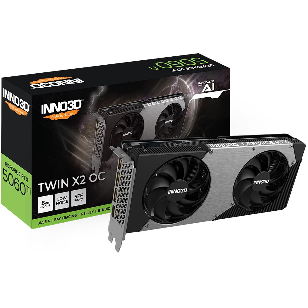 Videokarte INNO3D GeForce RTX 5060 Ti TWIN X2 OC 8 GB GDDR7 (N506T2-08D7X-193075N) - foto 2