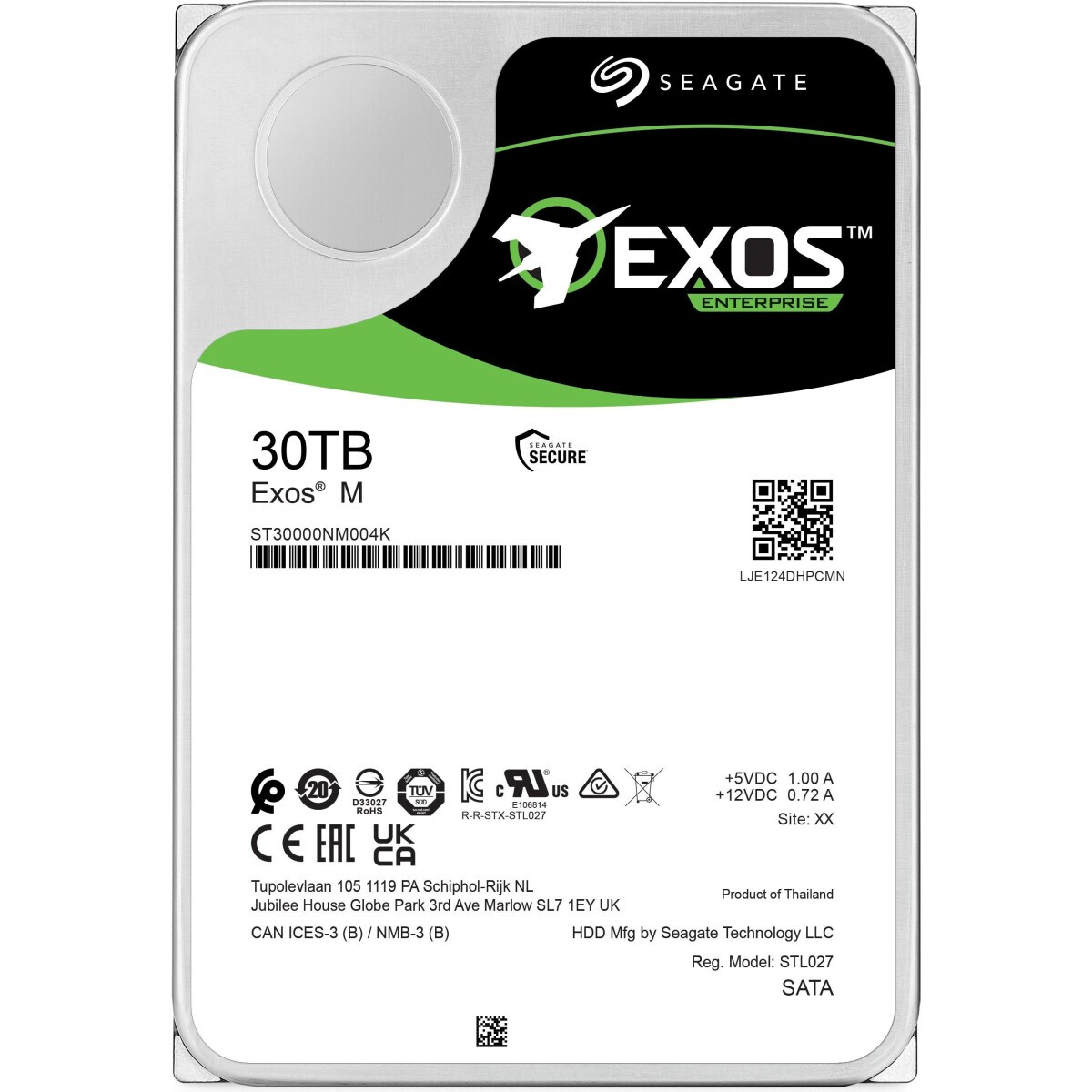 Cietais disks Seagate Exos M 30 TB 7200 RPM 512 MB 3.5" Serial ATA (ST30000NM004K)