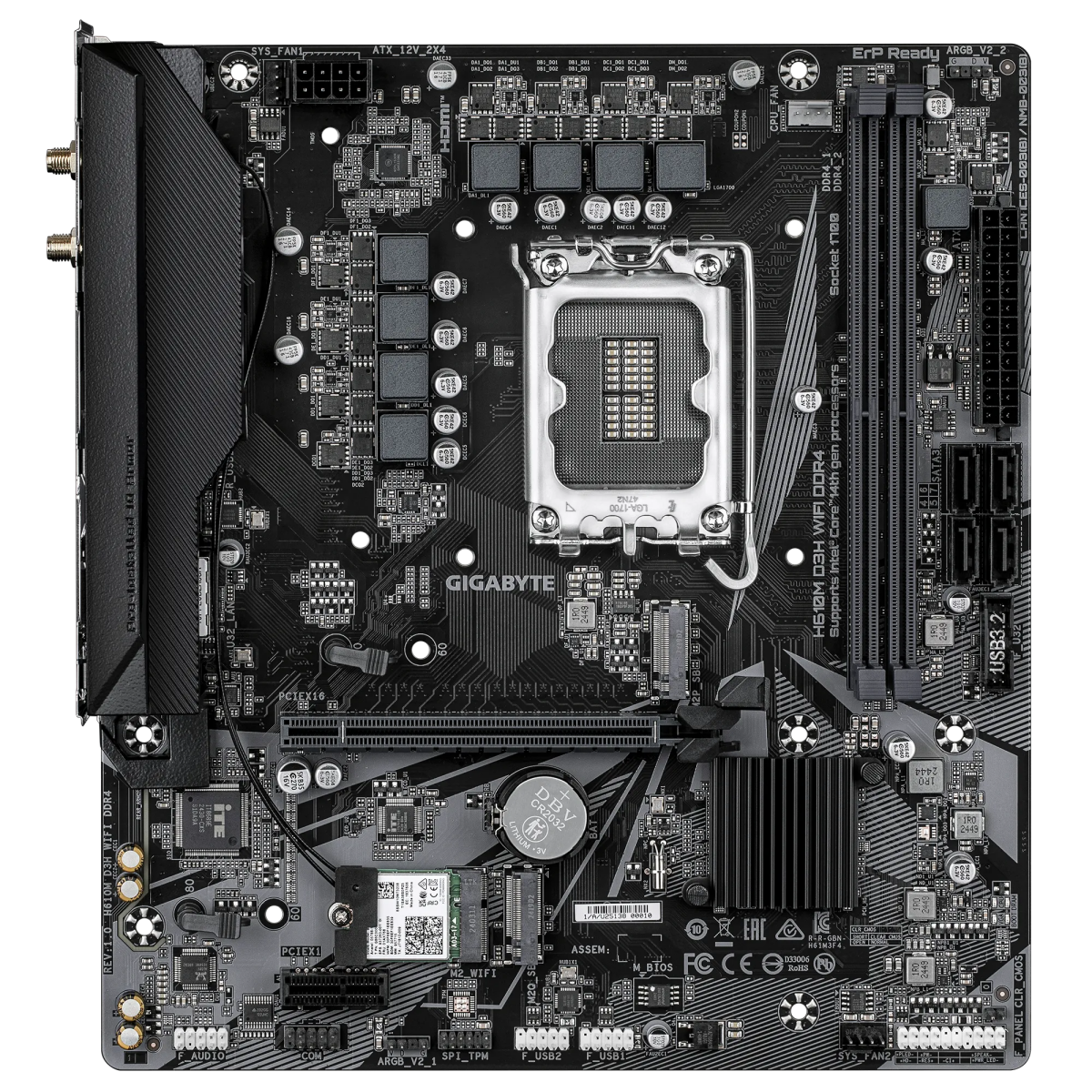 Pamatplate Gigabyte Intel H610 H610M D3H WIFI DDR Black (H610M D3H WIFI DDR4)