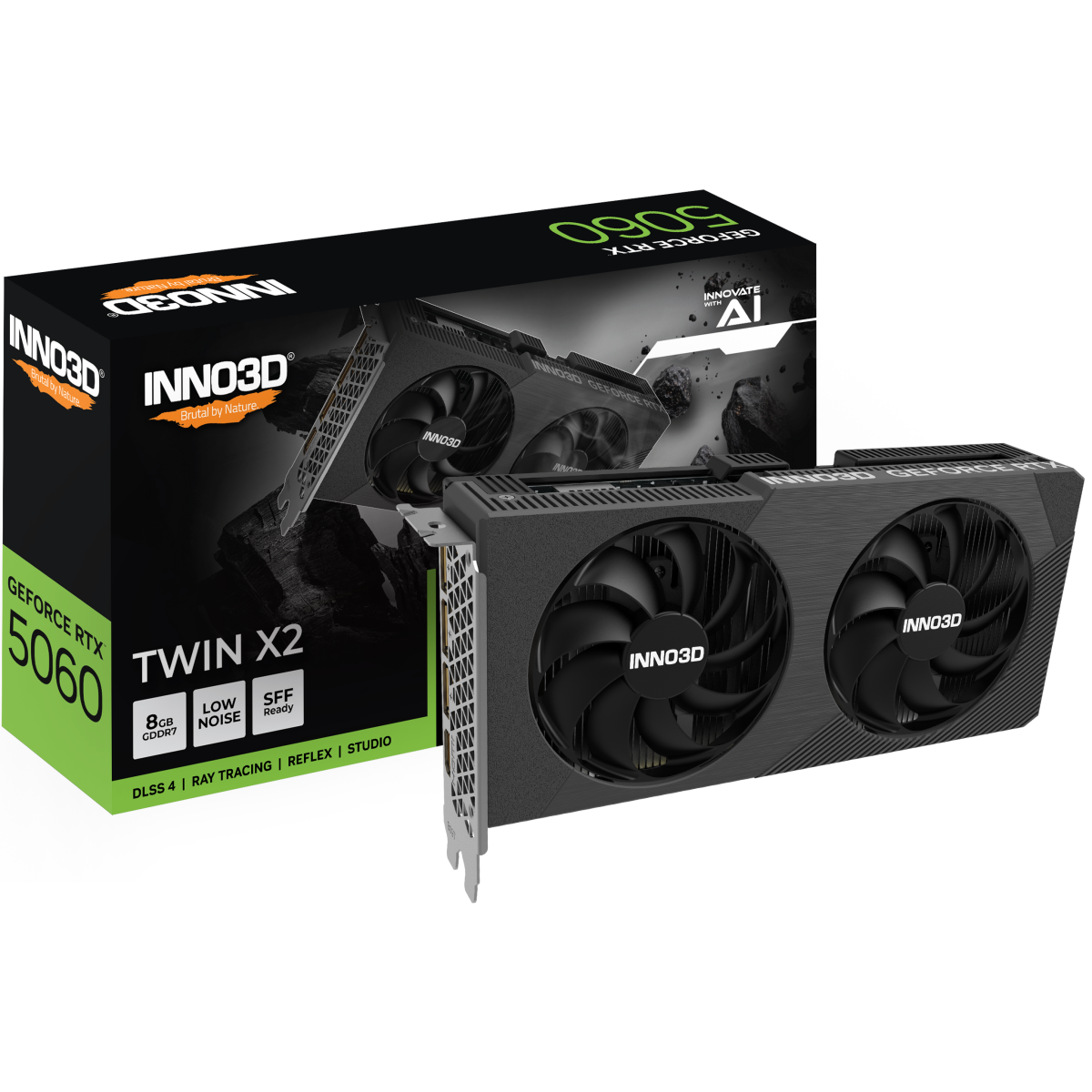 Videokarte INNO3D GEFORCE RTX 5060 8GB TWIN X2 Black (N50602-08D7-195071N)