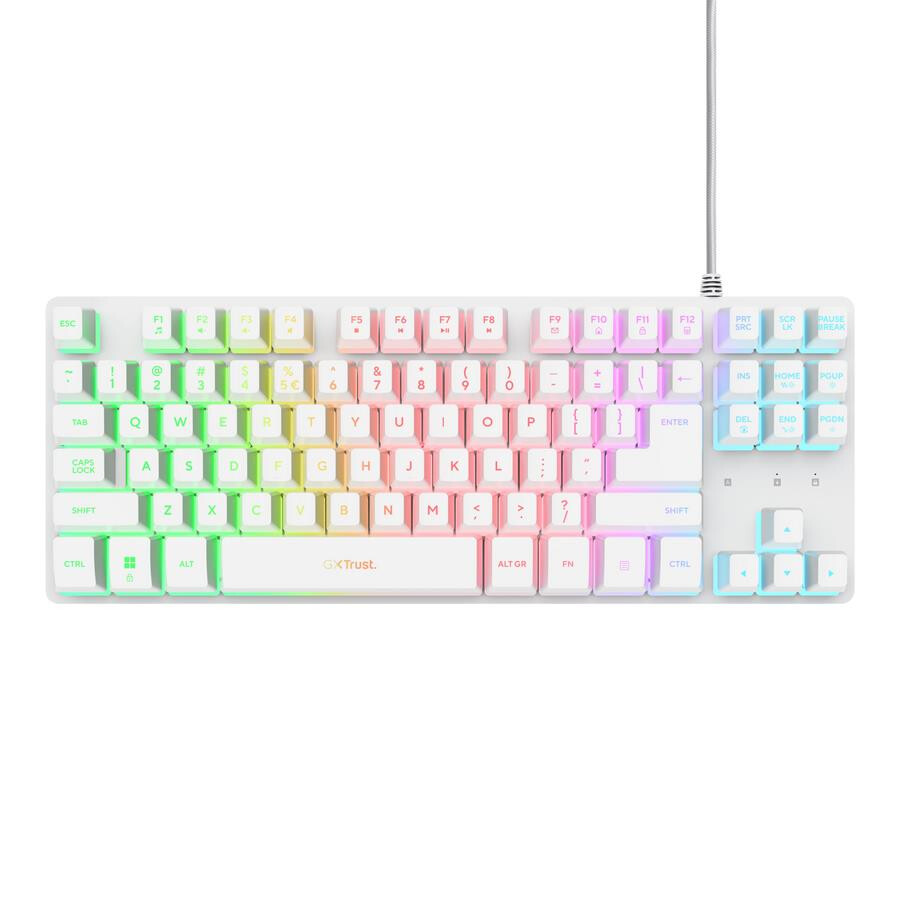 Tastatūra TRUSTGXT 833W Thado TKL Illuminated Keyboard White (25894)