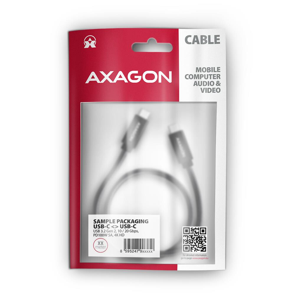 AXAGON CABLE USB-C TO USB-C 1M 100W/BLACK (BUCM32-CM10AB) - foto 3