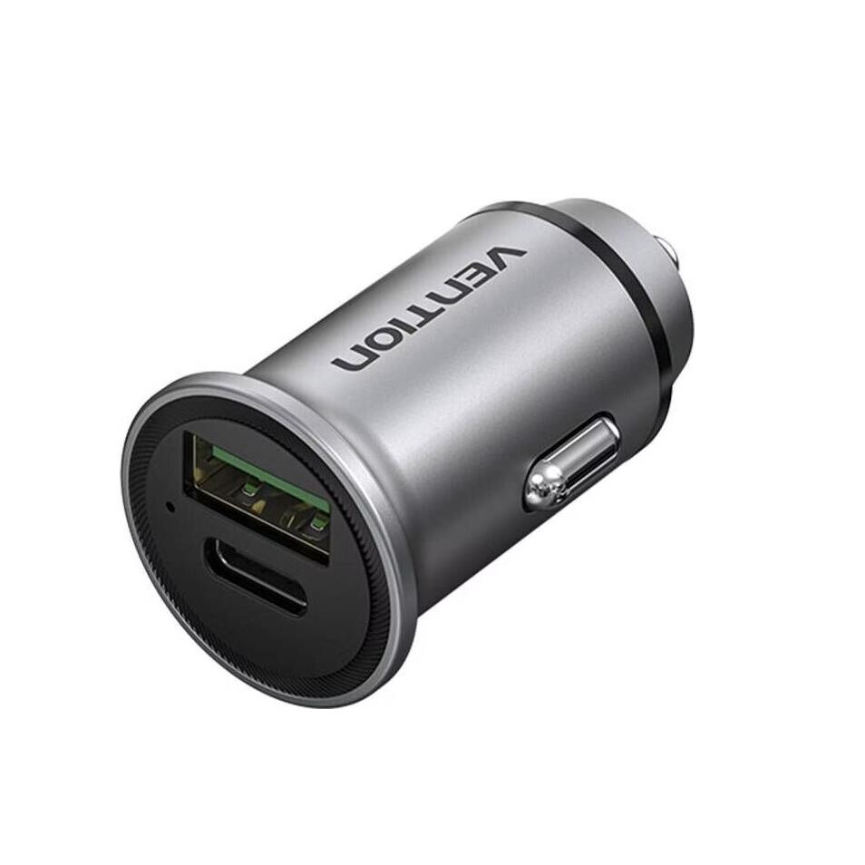 Auto lādētājs VENTION FFBH0 USB/2P GRAY (FFBH0)