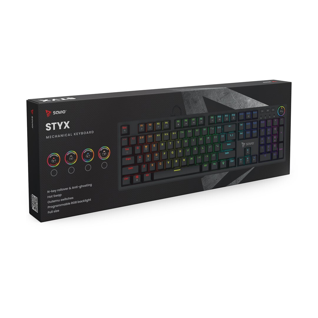 Tastatūra SAVIO STYX RGB Black (STYX BLUE) - foto 2