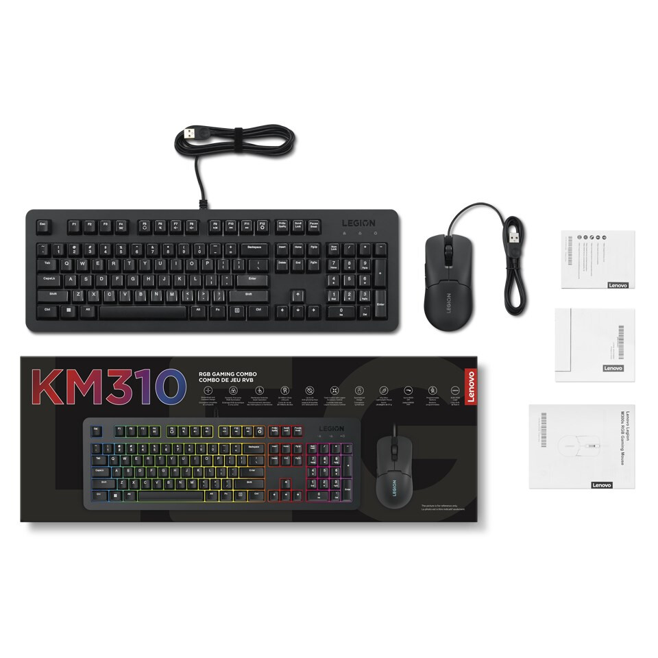 Tastatūra + pele Lenovo GX31N91913 keyboard Mouse included Gaming USB US English Black - foto 2