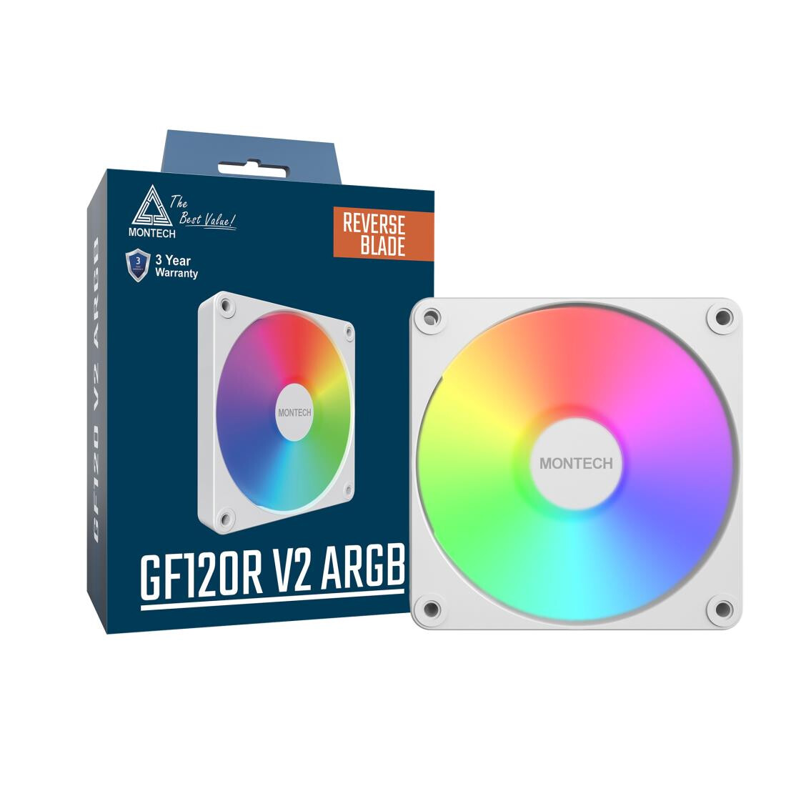 Korpusa dzesētājs Montech GF120R V2 ARGB White (GF120R V2 ARGB PWM White (W)) - GF120R V2 ARGB PWM (W)