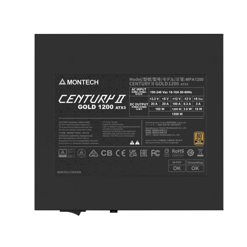 Barošanas bloks MONTECH CENTURY II 1200W Silver (CENTURY II 1200) - foto 3