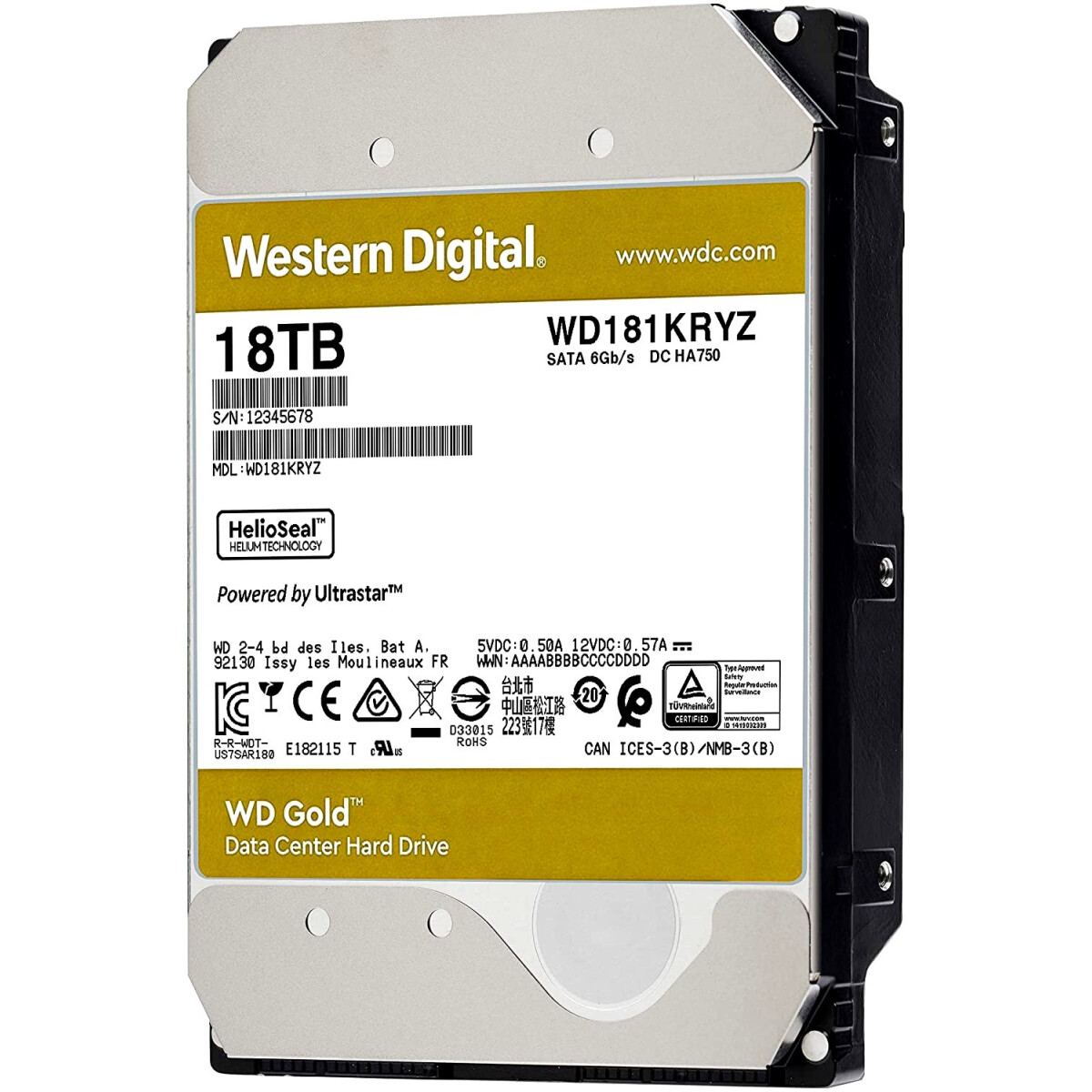 Disque dur 18TB SATA-III WD Gold (WD181KRYZ)