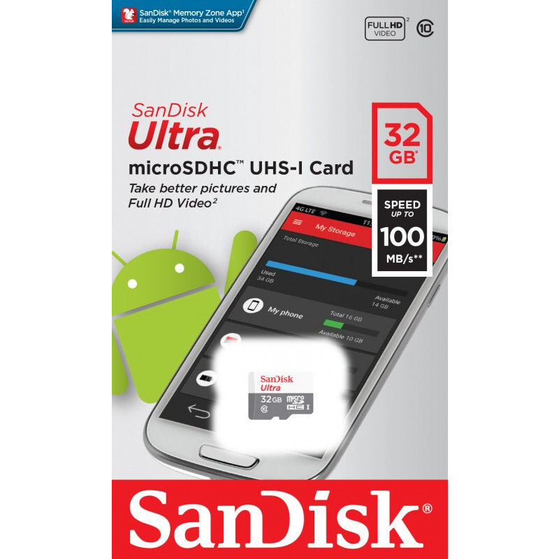 Carte mémoire 32GB MicroSD SanDisk Ultra (SDSQUNR-032G-GN3MN)