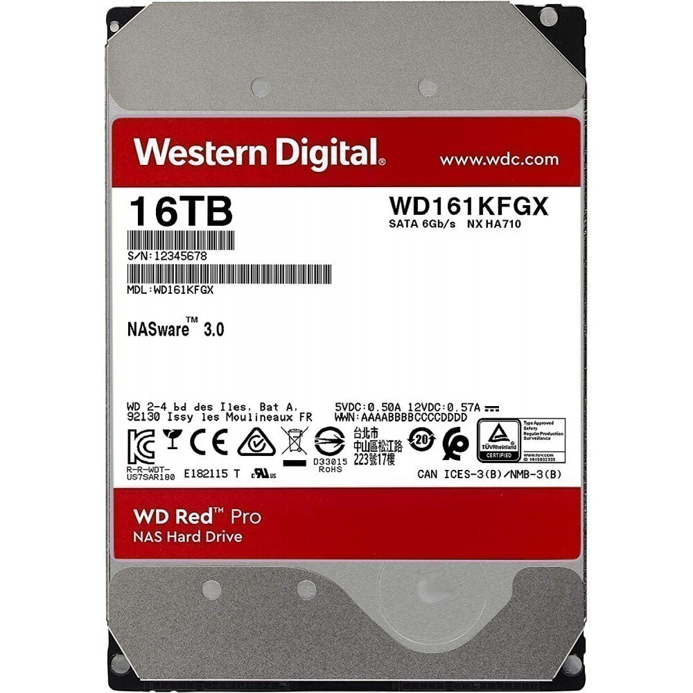 Disque dur 16TB SATA-III WD Red Pro (WD161KFGX)