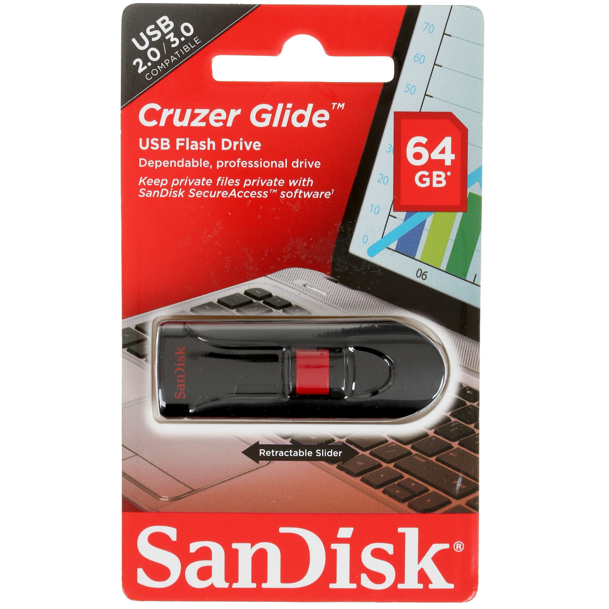 clé USB flash 64GB SanDisk Cruzer Glide (SDCZ60-064G-B35) - photo 2