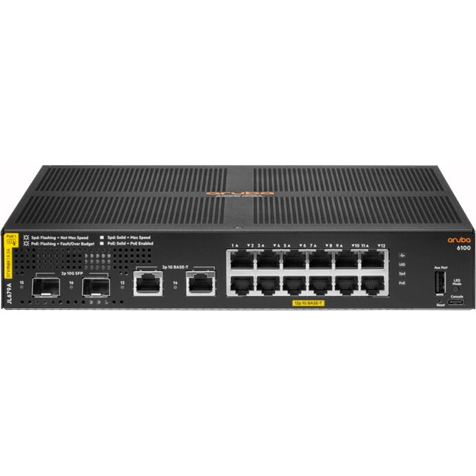Commutateur (switch) HPE JL679A Aruba 6100 12G PoE 2G/2SFP+ 139W Switch