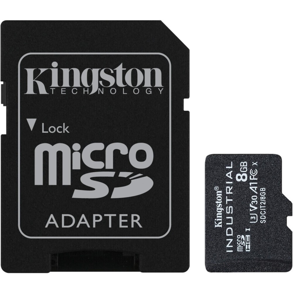 Carte mémoire 8GB MicroSD Kingston Industrial + SD adapter (SDCIT2/8GB)