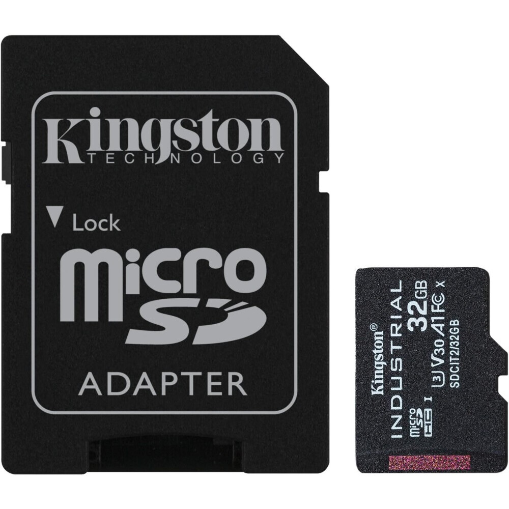 Carte mémoire 32GB MicroSD Kingston Industrial + SD adapter (SDCIT2/32GB)