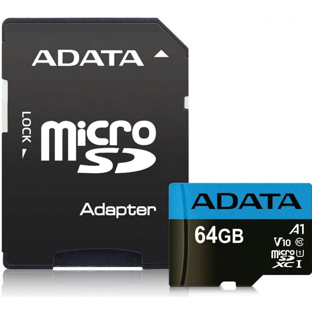 Atmiņas kartes ADATA 64Gb MicroSD (AUSDX64GUICL10A1-RA1)