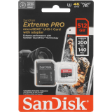 Carte mémoire 512GB MicroSD SanDisk Extreme Pro + SD adapter (SDSQXCD-512G-GN6MA)