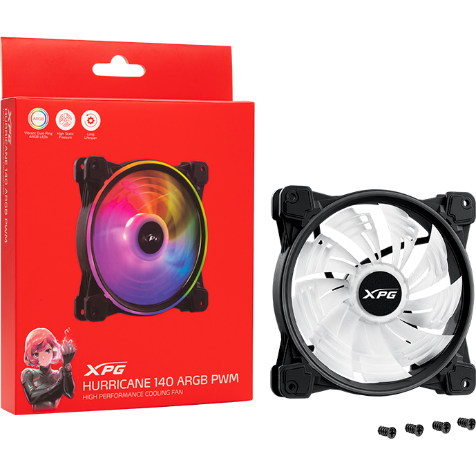 Ventilateur de boîtier ADATA XPG HURRICANE 140 PWM ARGB Black - HURRICANE140ARGBPWM-BKCWW - photo 2