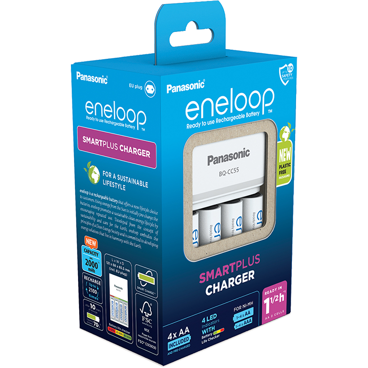 Chargeur de batteries Panasonic K-KJ55MCD40E + 4x AA 2000 mAh