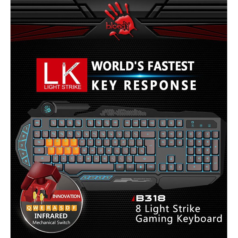 Tastatūra A4Tech Bloody B318 Black - foto 4