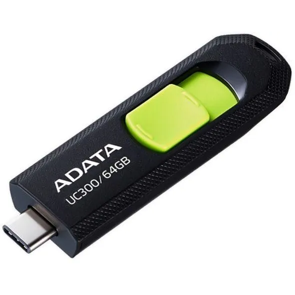 clé USB flash 64GB ADATA UC300 Black/Green - ACHO-UC300-64G-RBK/GN