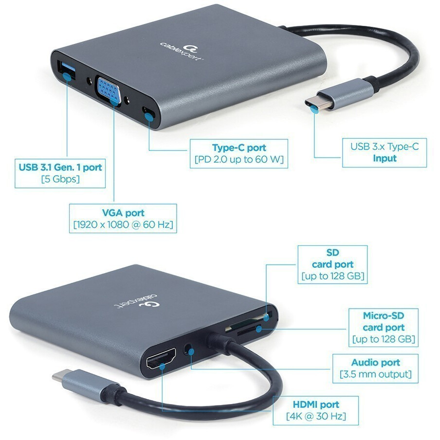 Hub USB Cablexpert A-CM-COMBO6-01 - photo 3